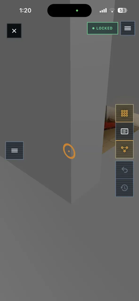 The live DeltaARBIM AR overlay on a wall on site, comparing the build against the model.